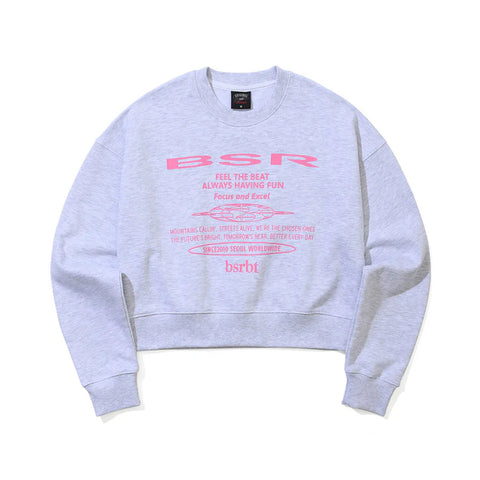 BSRabbit ALWAYS HAVING FUN CROPPED CREWNECK HEATHER GREY BSRabbit ALWAYS HAVING FUN CROPPED CREWNECK HEATHER GREY