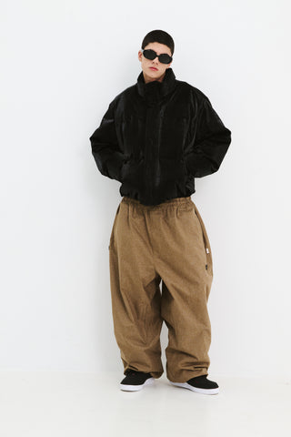 BSRABBIT LOGO HERRINGBONE SUPER WIDE VENTILATION PANTS BROWN BSRABBIT LOGO HERRINGBONE SUPER WIDE VENTILATION PANTS BROWN