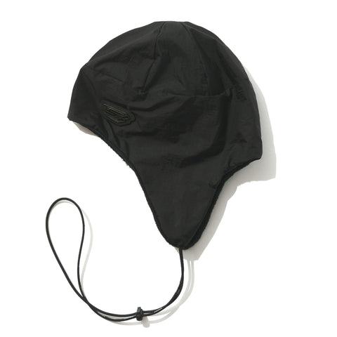 BSRABBIT METAL LOGO FLEECE EARFLAP BEANIE BLACK BSRABBIT METAL LOGO FLEECE EARFLAP BEANIE BLACK