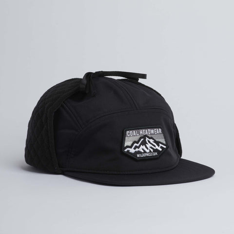 COAL The Tracker Flannel Lined 5 Panel Earflap Cap - BLACK