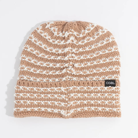 COAL The Stria Sweater Knit Beanie - LIGHT BROWN OFF WHITE
