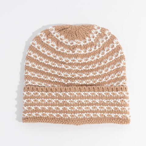 COAL The Stria Sweater Knit Beanie - LIGHT BROWN OFF WHITE