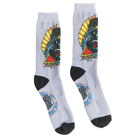 Natas Screaming Panther Dress Socks Grey 9-11 1 Pair Mens Santa Cruz