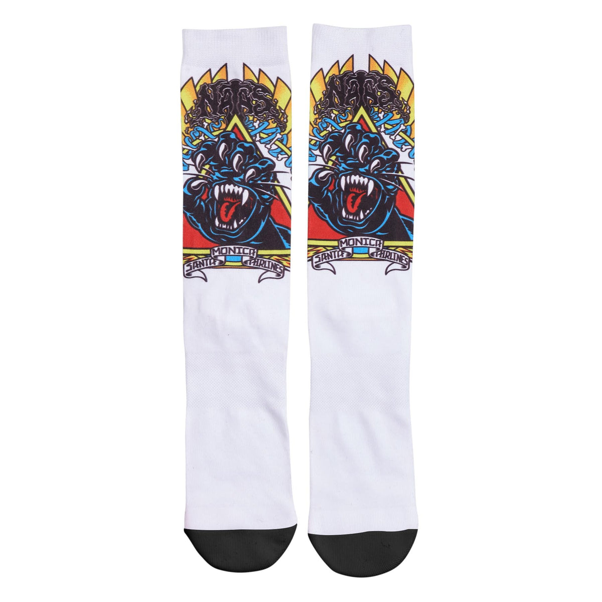 Natas Screaming Panther Dress Socks White 9-11 1 Pair Mens Santa Cruz