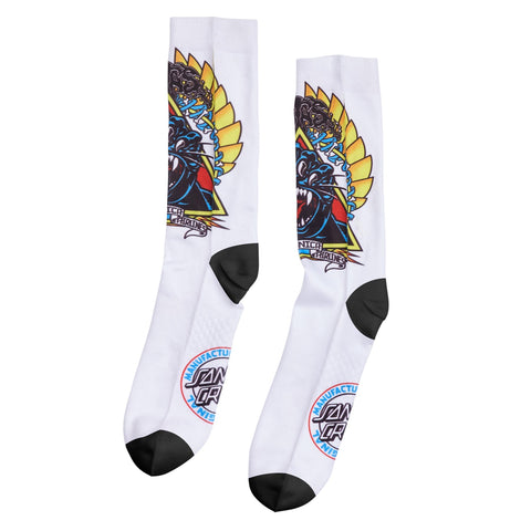 Natas Screaming Panther Dress Socks White 9-11 1 Pair Mens Santa Cruz