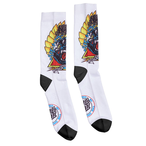 Natas Screaming Panther Dress Socks White 9-11 1 Pair Mens Santa Cruz