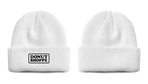 DS PATCH RIBBED FOLD BEANIE WHITE