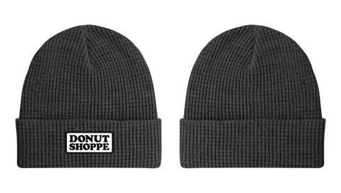 DS PATCH WAFFLE KNIT FOLD BEANIE CHARCOAL