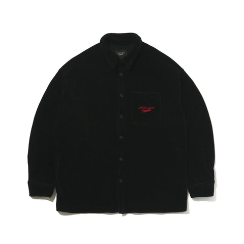 BSRabbit x Drink Sexy heavy corduroy collar shirt black