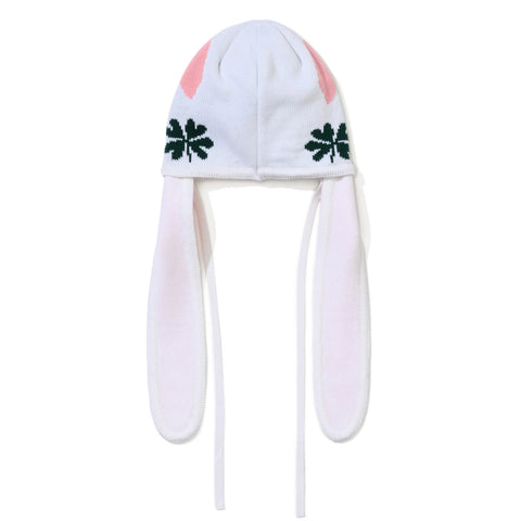 BsRabbit Knit Bunny Earflap Beanie White