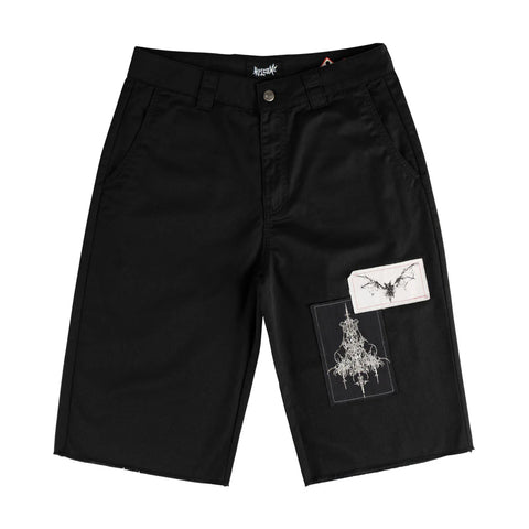 WELCOME SHINNER CUT-OFF TWILL SHORT BLACK
