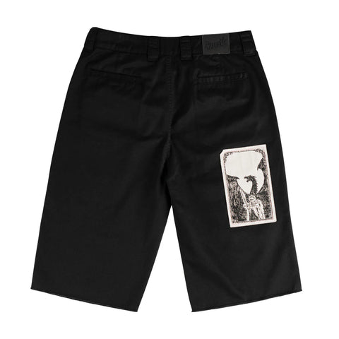 WELCOME SHINNER CUT-OFF TWILL SHORT BLACK