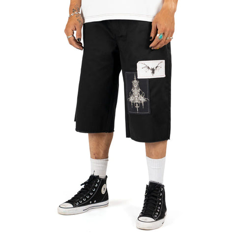 WELCOME SHINNER CUT-OFF TWILL SHORT BLACK
