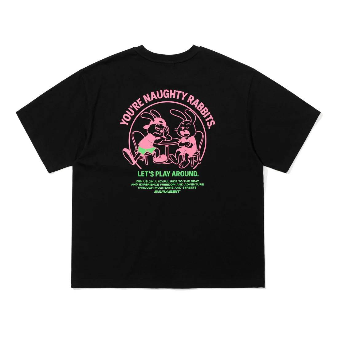 BSRabbit Naughty Rabbits Black T-Shirt