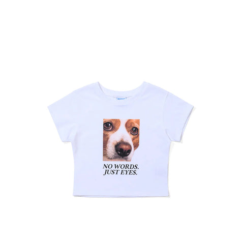 BSRabbit Just Eyes Lucky Crop White T-Shirt - Women's