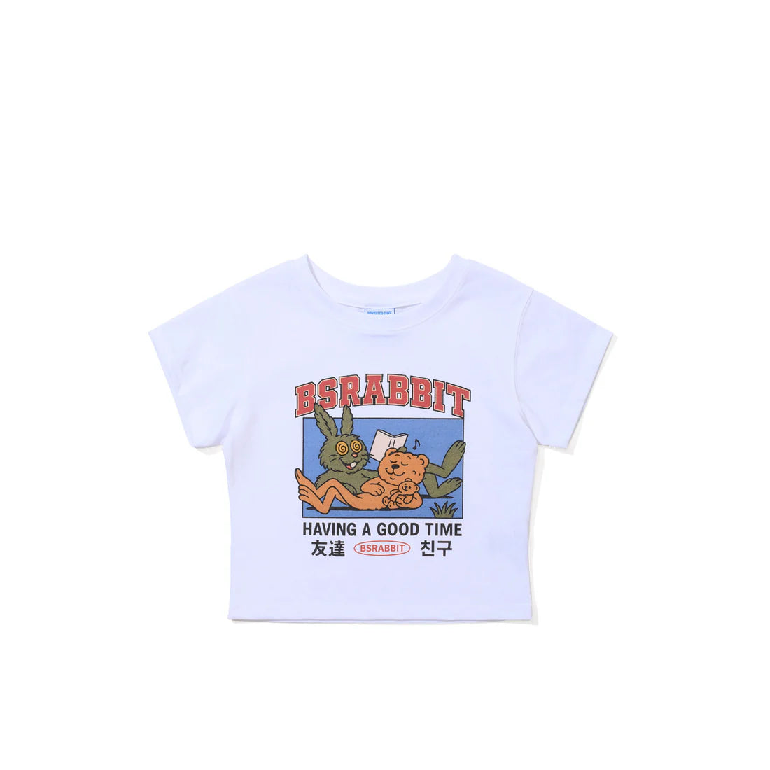 BSRabbit Good Time Bunnies Crop White T-Shirt - Women's