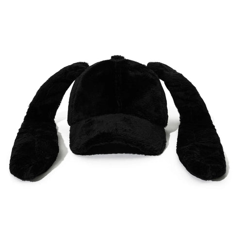 BSRABBIT Bunny Ear Faux Fur Cap Black