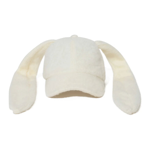 BSRABBIT Bunny Ear Faux Fur Cap Cream