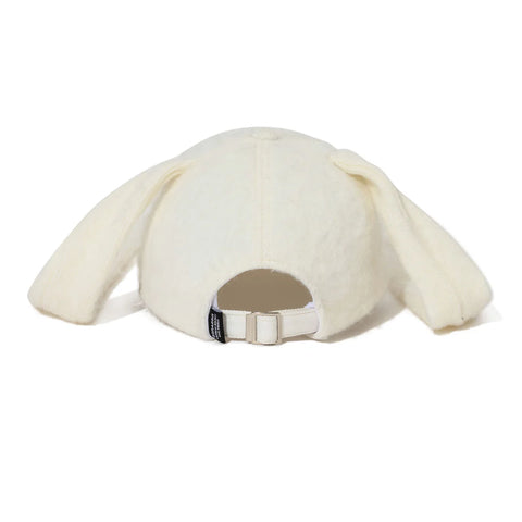 BSRABBIT Bunny Ear Faux Fur Cap Cream