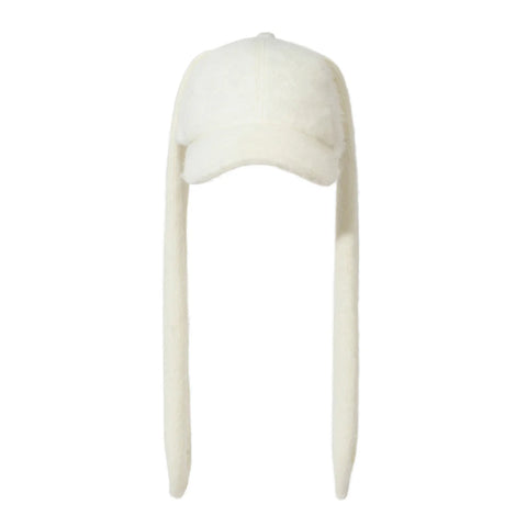 BSRABBIT Bunny Ear Faux Fur Cap Cream