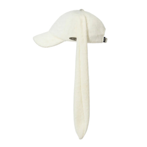 BSRABBIT Bunny Ear Faux Fur Cap Cream