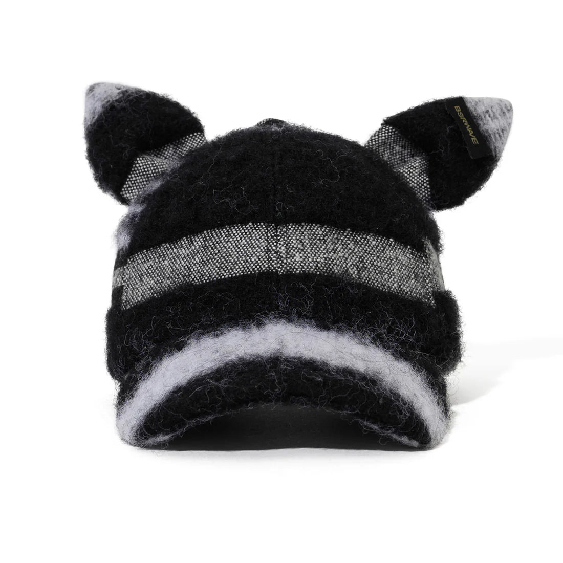 BSRABBIT Short Bunny Ear Faux Fur Cap Black