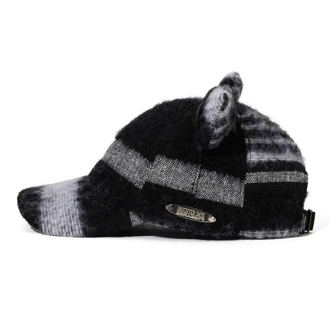 BSRABBIT Short Bunny Ear Faux Fur Cap Black