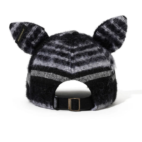 BSRABBIT Short Bunny Ear Faux Fur Cap Black