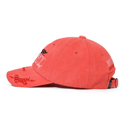 BsRabbit 3D Embroidery Dirty Washed Cotton Cap Red