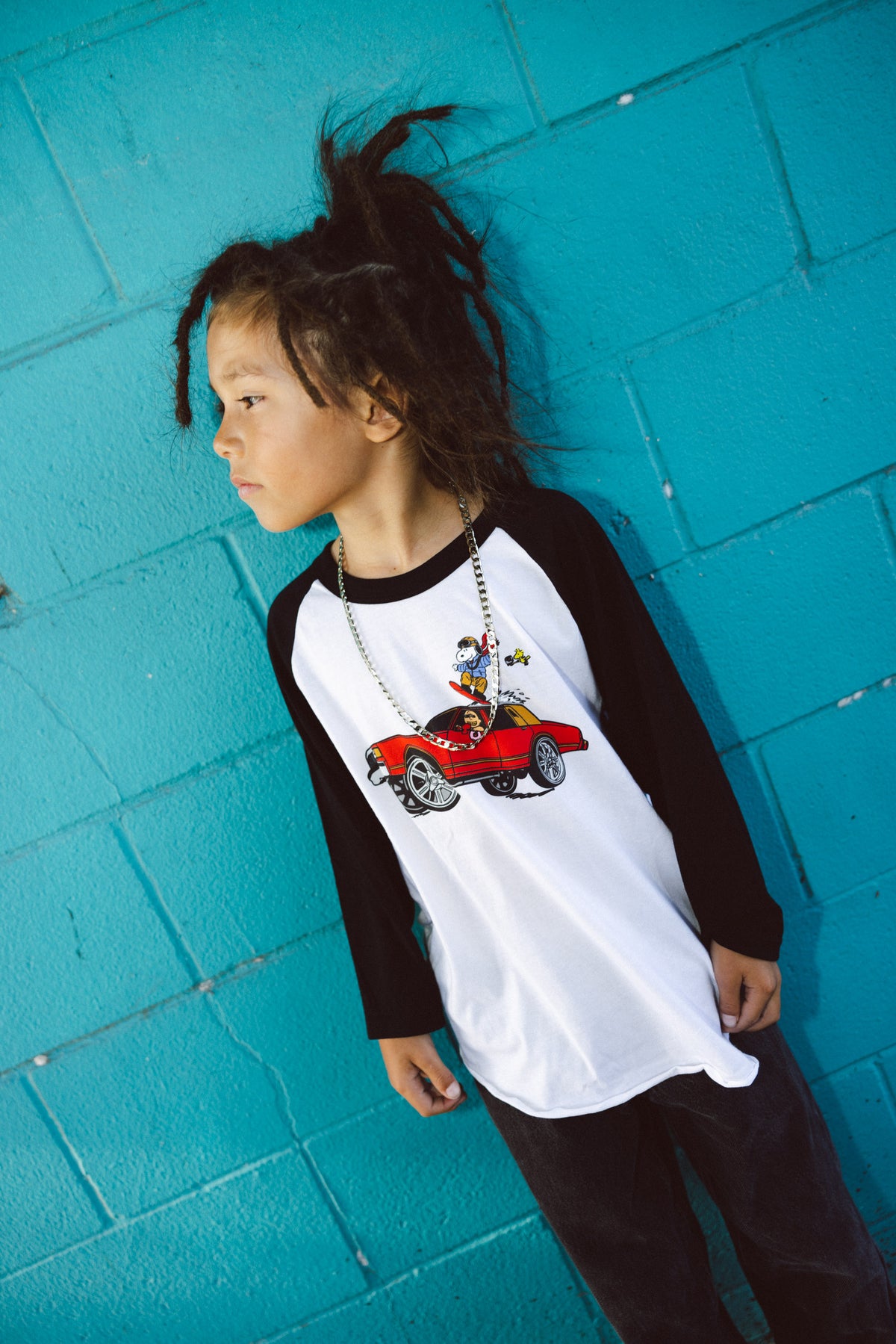 DONUT SHOPPE GANG COLLECTION - YOUTH RAGLAN WHITE BLACK