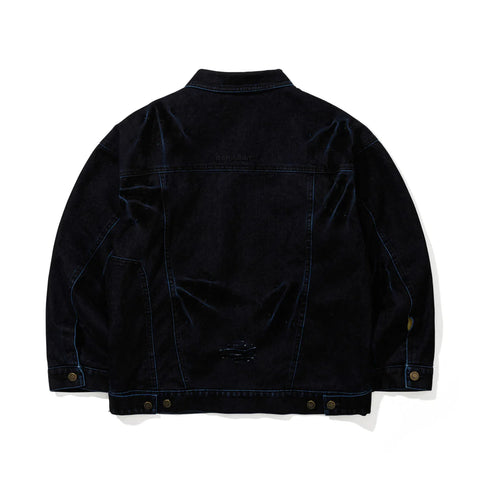 BSRabbit Dsxbs Wax Real Denim Wide Work Jacket Worn Midnight Denim