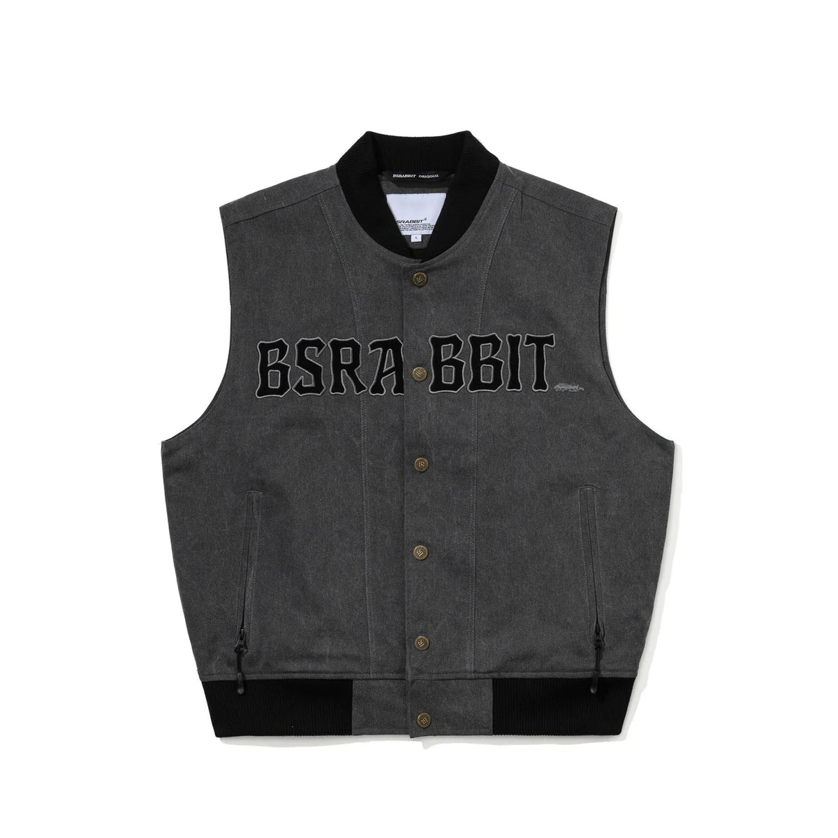 BSRabbit Cotton Twill 1oz Insulated Retro Vest Pigment Black