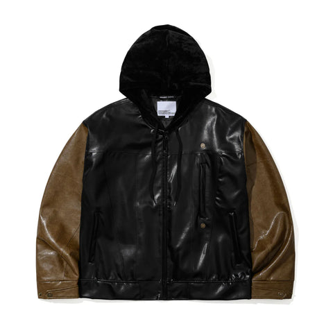 BSRabbit Aged Contrast Hoodie Jacket Black