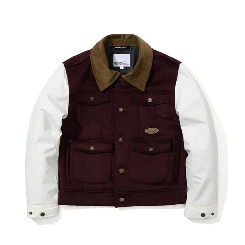 BSRabbit Mixed Wide Work Jacket Burgundy