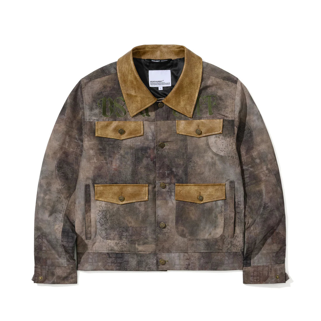 BSRabbit Rustic Artwork Wide Work Jacket Wood Brown