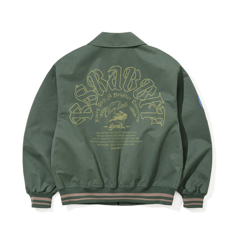 BSRabbit Crest Patch Varsity Jacket Green