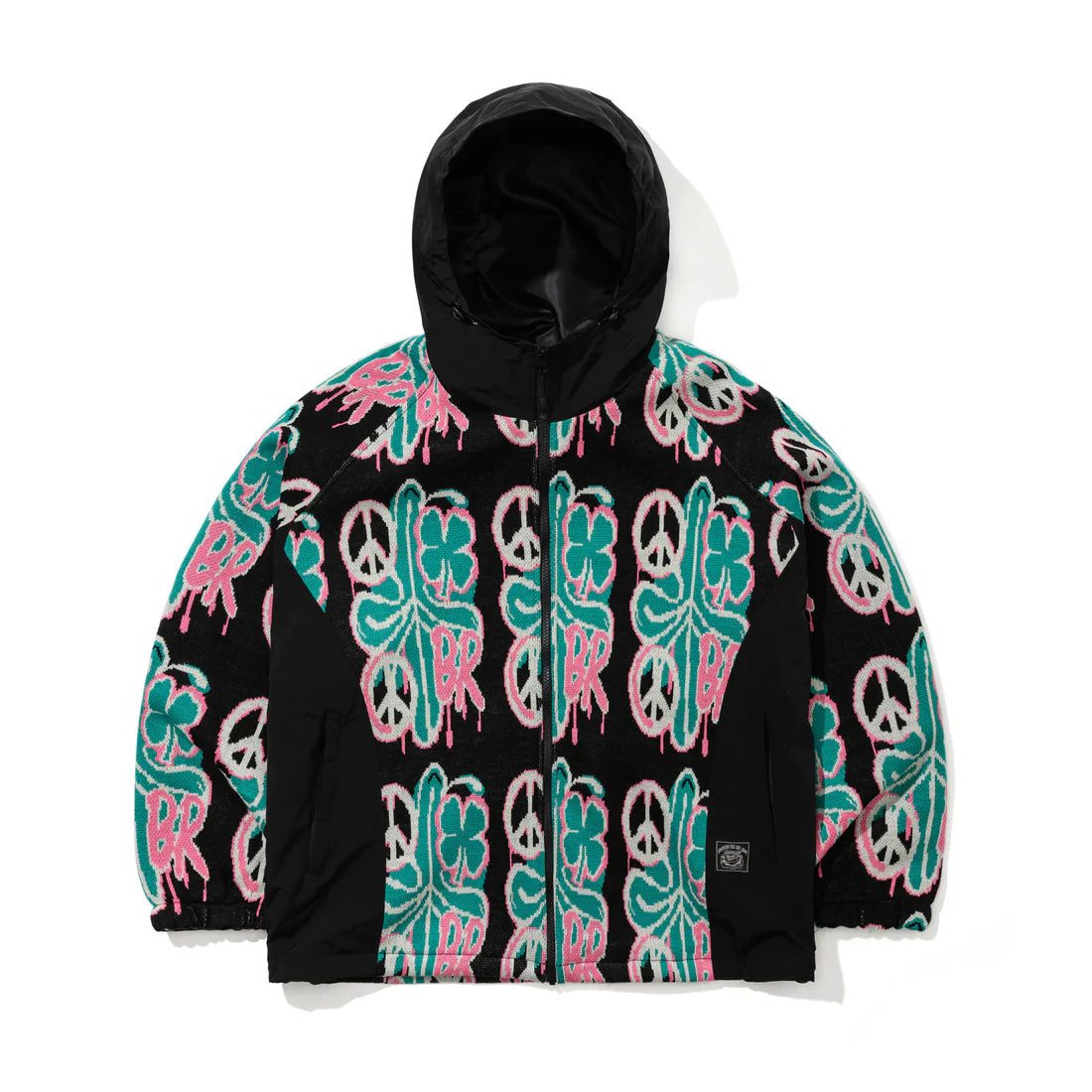 BSRabbit Peace Br Jacquard Hooded Jacket Black