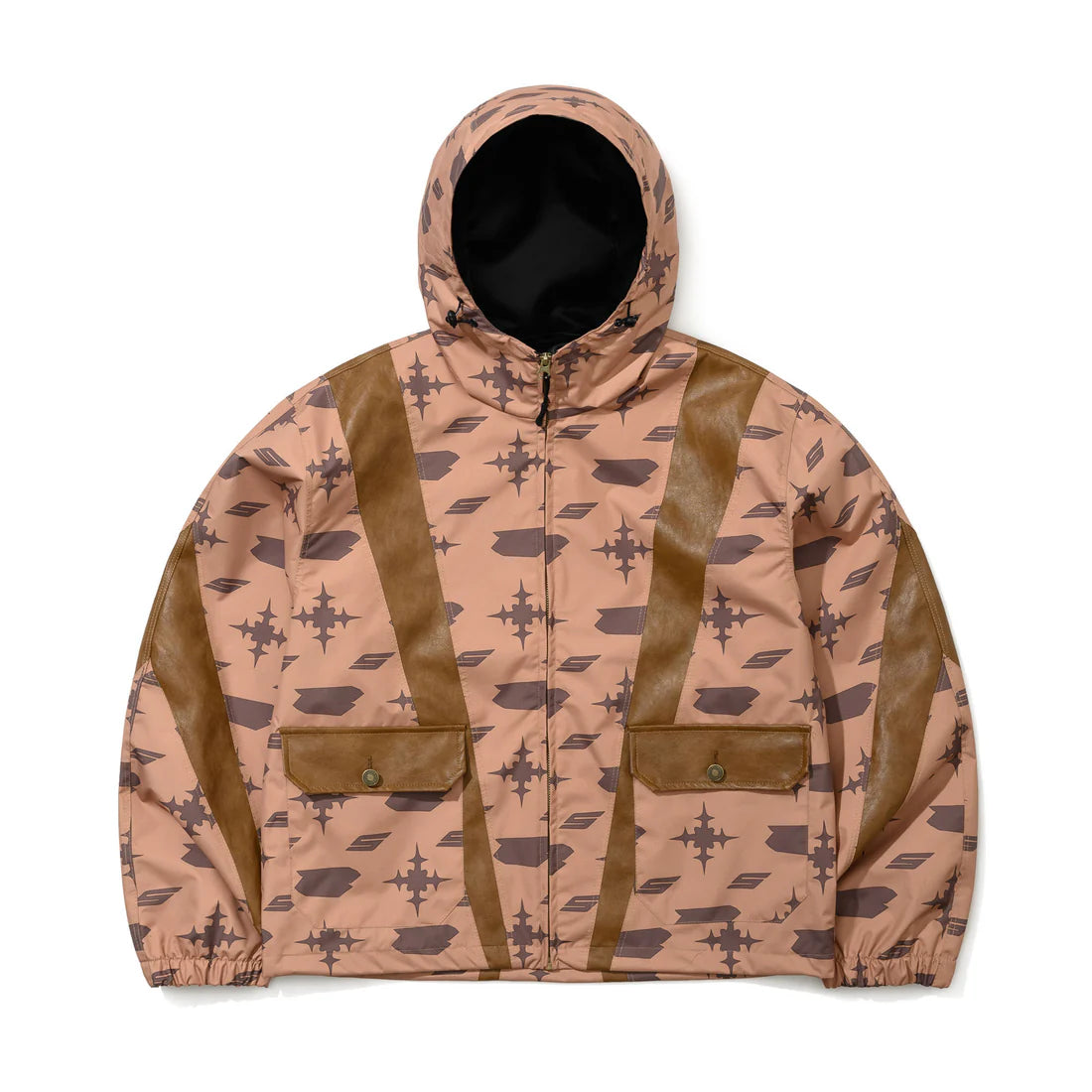 BSRabbit Js Cut Panel Hooded Jacket Brown