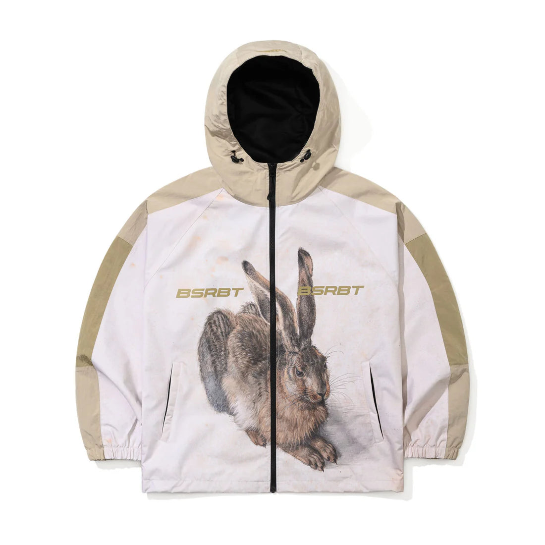 BSRabbit Hare1502 Art Print Hooded Jacket Cream Beige