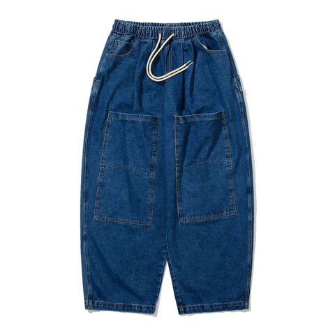 BSRABBIT Utility Front Cargo Super Wide Denim Pants Blue