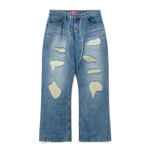 BSRABBIT Flare Relaxed Fit Denim Pants Vintage Blue