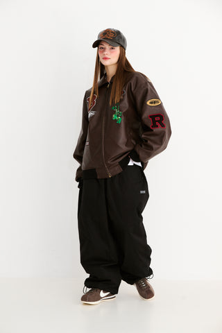 BSRABBIT SOFT PEACH SUPER WIDE VENTILATION PANTS BLACK