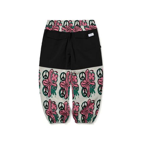 BSRabbit Peace Br Jacquard Wide Jogger Pants White