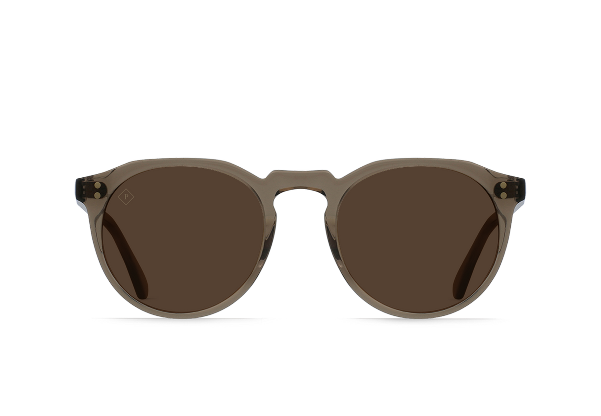 Remmy - RAEN Unisex Retro Round Sunglasses Ghost / Vibrant Brown Polarized