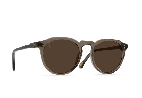 Remmy - RAEN Unisex Retro Round Sunglasses Ghost / Vibrant Brown Polarized