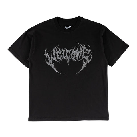 WELCOME BGLAM FANG RHINESTONE LOGO KNIT TEE
