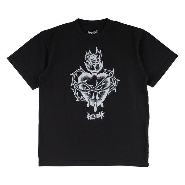 ✰over print✰【新品同様】✰patch shirts black WELCOME HALLOWED PRINTED BOXY GARMENT-DYED TEE - BLACK