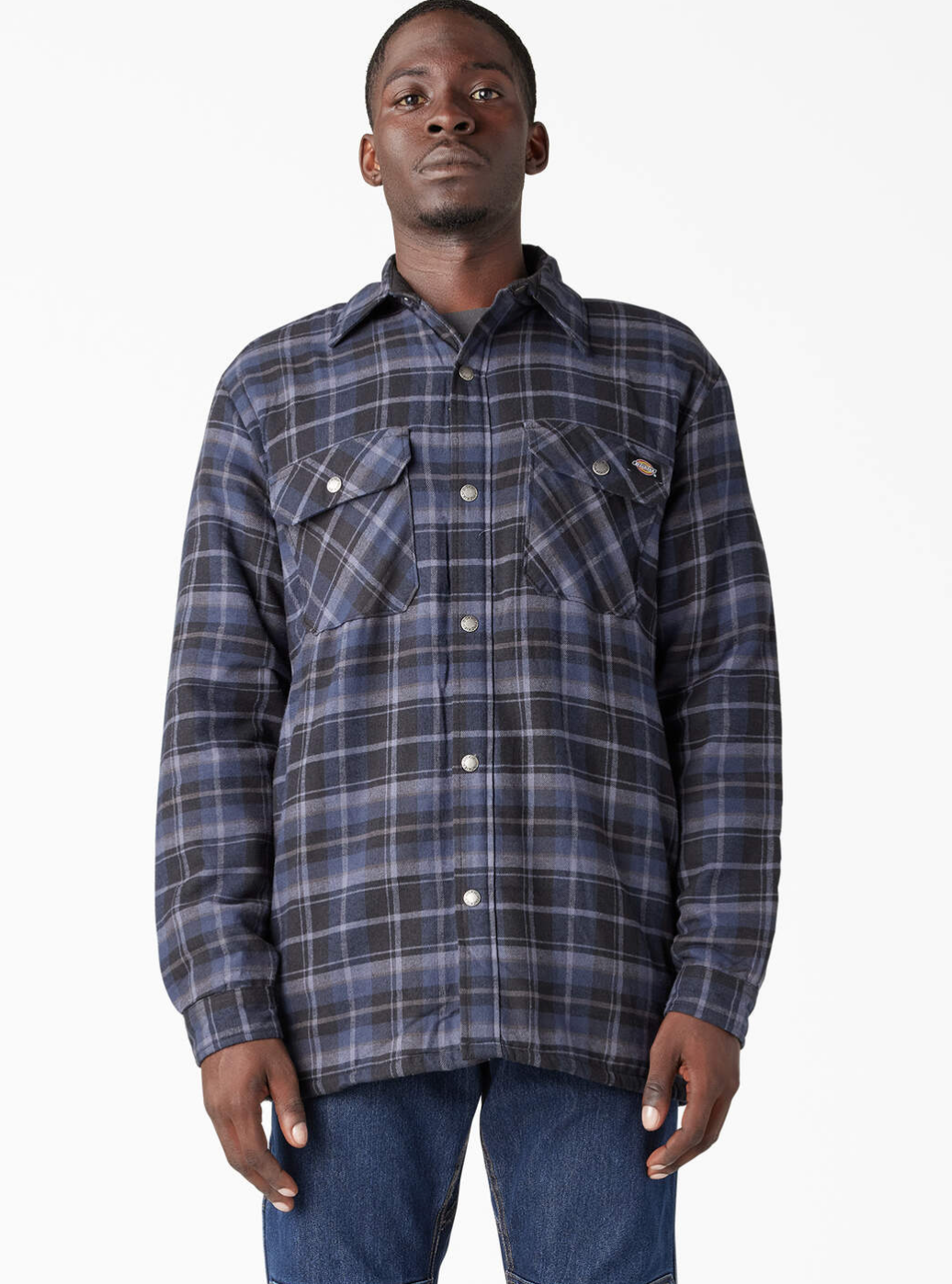 DICKIES Water Repellent Fleece-Lined Flannel Shirt Jacket - Navy