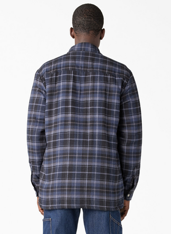 DICKIES Water Repellent Fleece-Lined Flannel Shirt Jacket - Navy