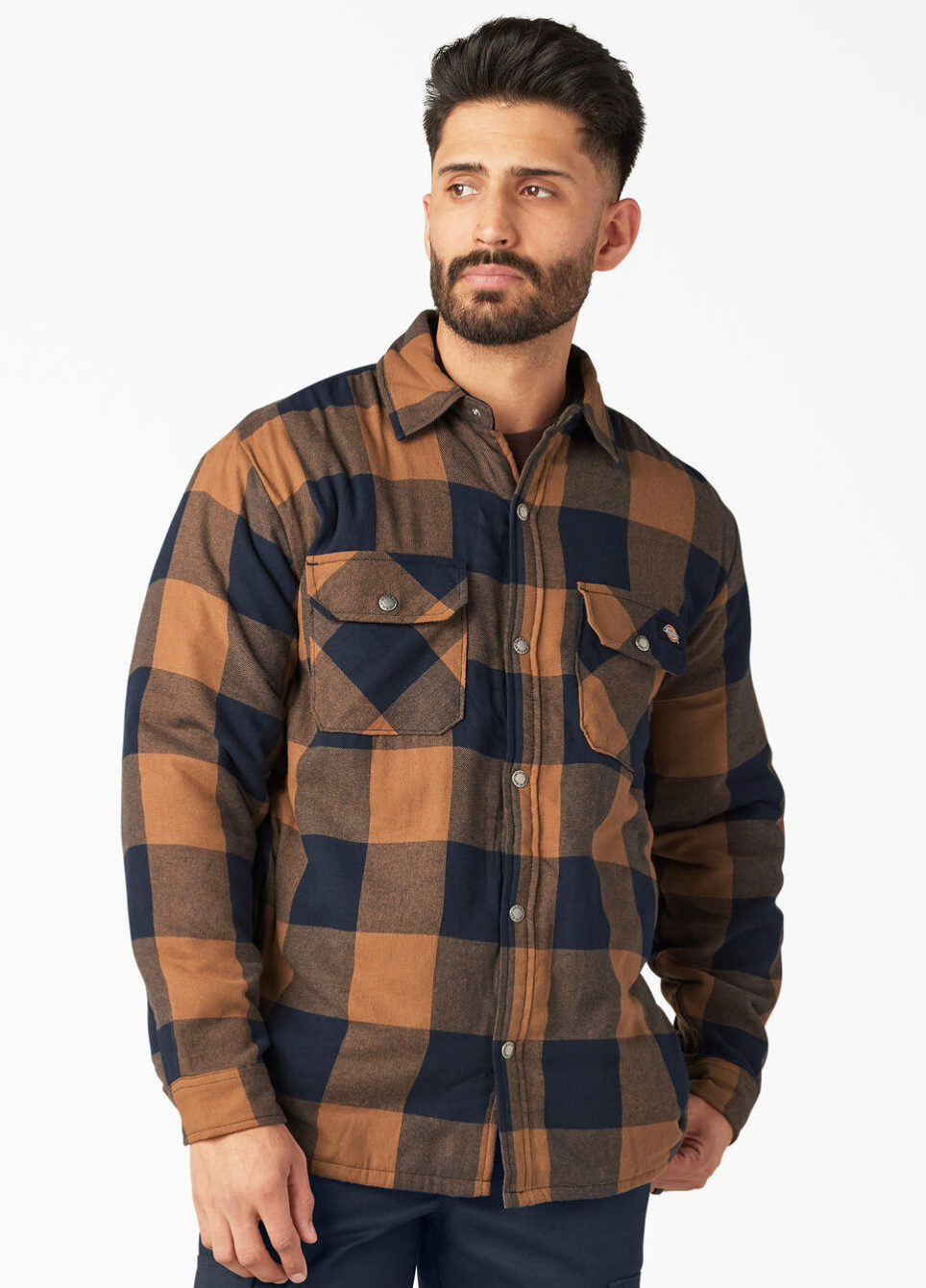 DICKIES Water Repellent Fleece-Lined Flannel Shirt Jacket - Brown Duck